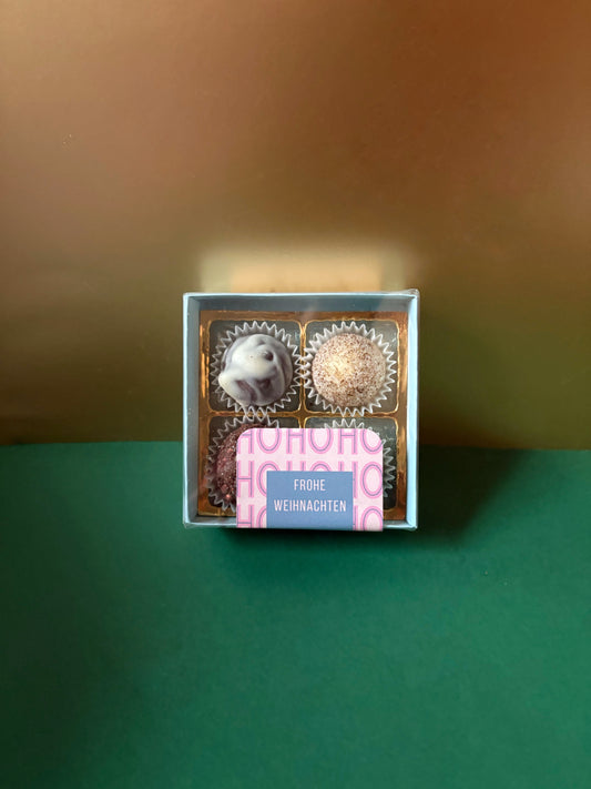 weihnachtliche 4er Pralinenbox